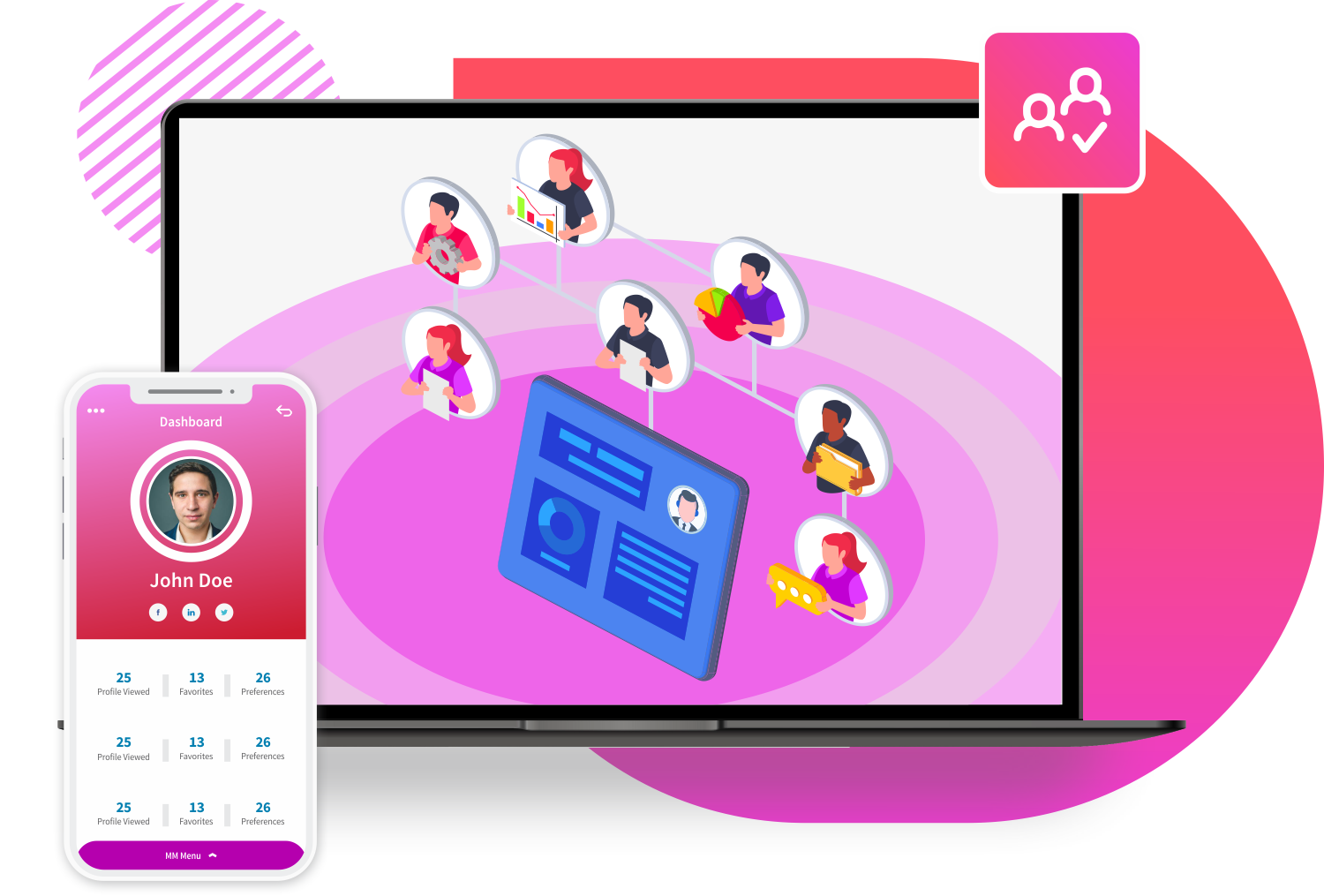 Attendee-to-attendee matching interface for peer networking connections